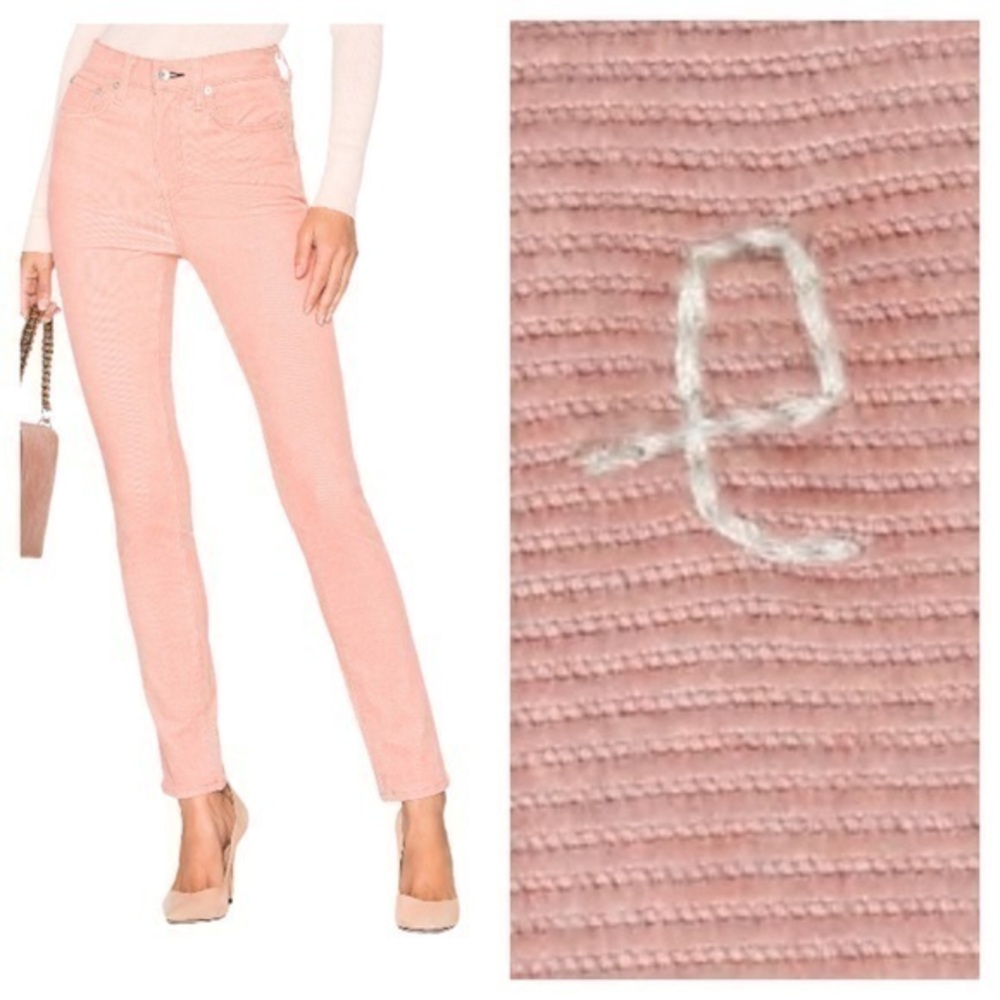 rag & bone Pink High Rise Skinny Corduroy Pants 24